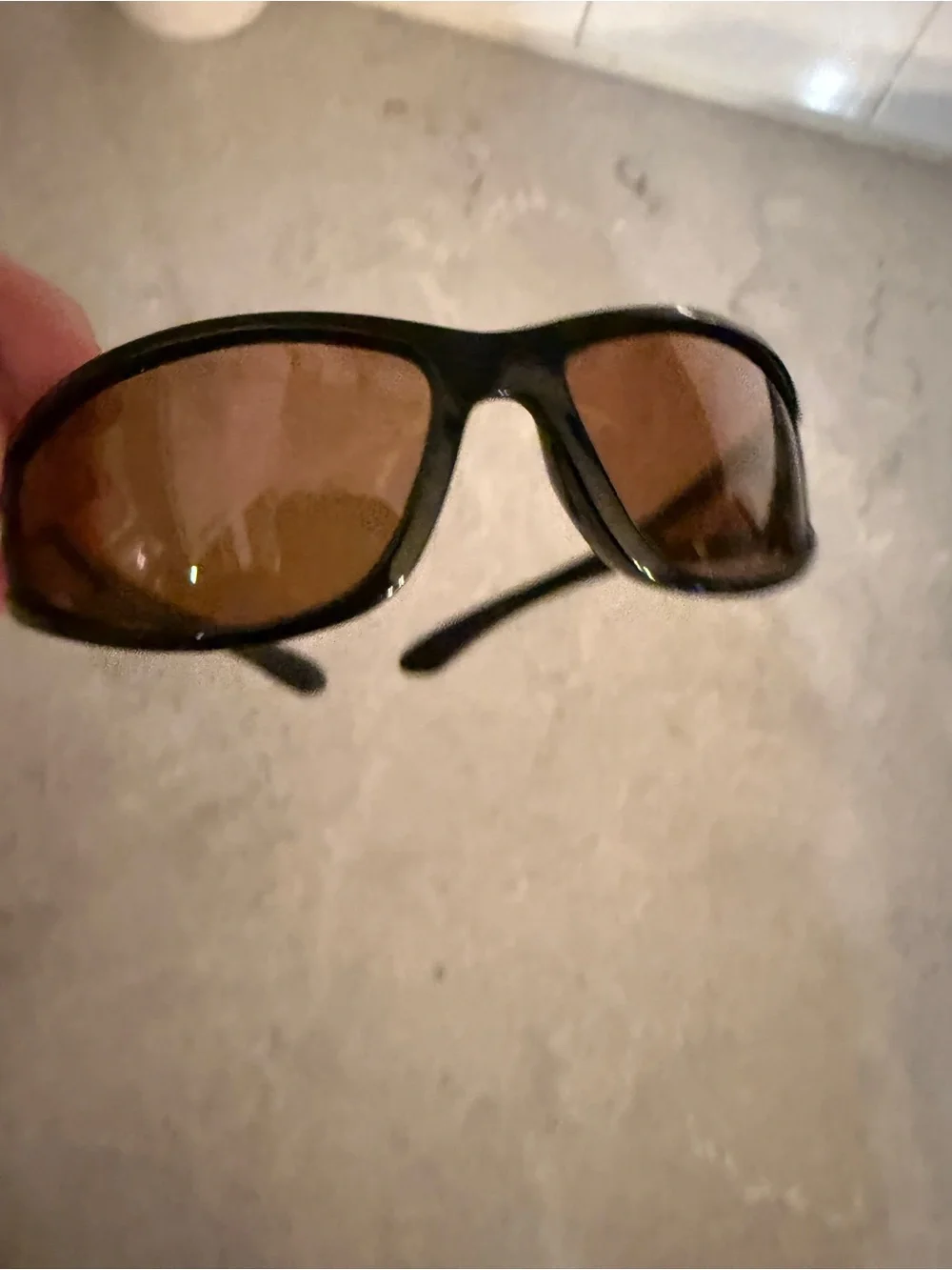 Retro 90s polarized wraparound Black Frame Sunglasses with sheer Brown Lenses